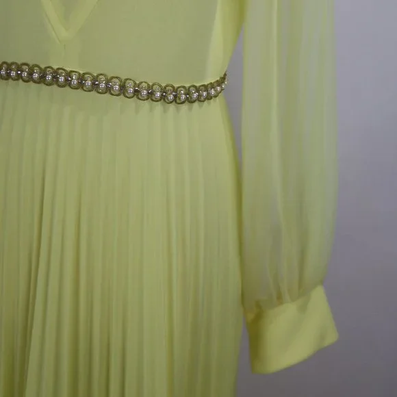 Vtg 1970's Yellow Formal Long Party Dress Gown Cocktail Hippie Prairie Boho S - Picture 9 of 12